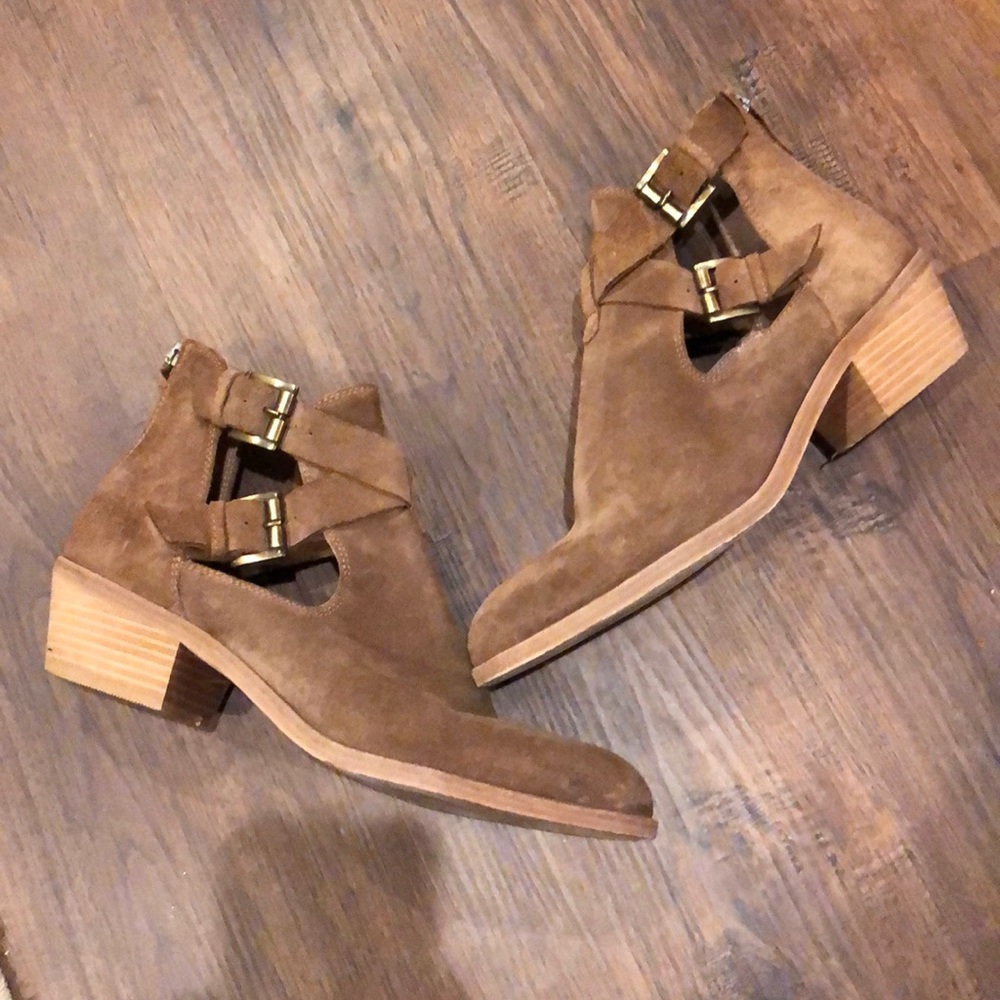 Garnet Hill Leather Suede Buckle boots booties